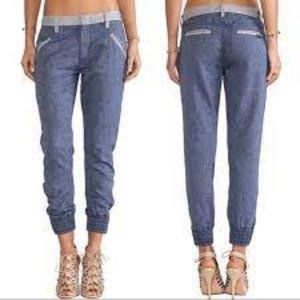 7 for all Mankind Linen Blend Boyfriend Jean Joggers w Ankle Zippers Size 28